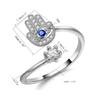 Hamsa Fatima's Hand Open Rings Turkish Blue Cubic Zircon Evil Eye Ring Protection Amulet Islamic Jewish Jewelry