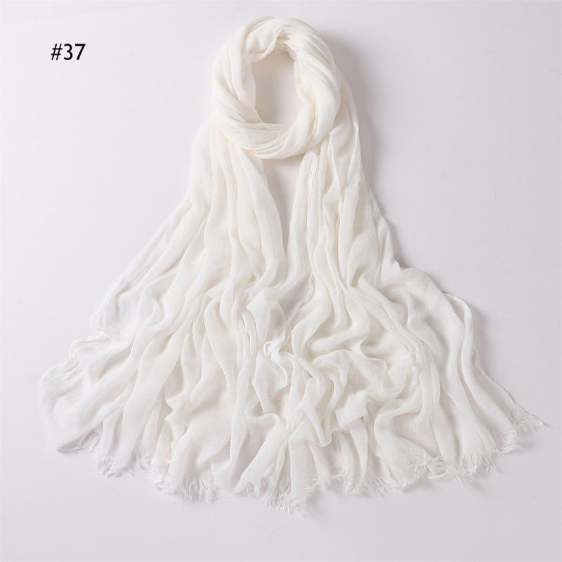 % Rayon Pleated Solid Color Human Cotton Two-end Beard Bag Headscarf Female, New Breathable Soft Scarf