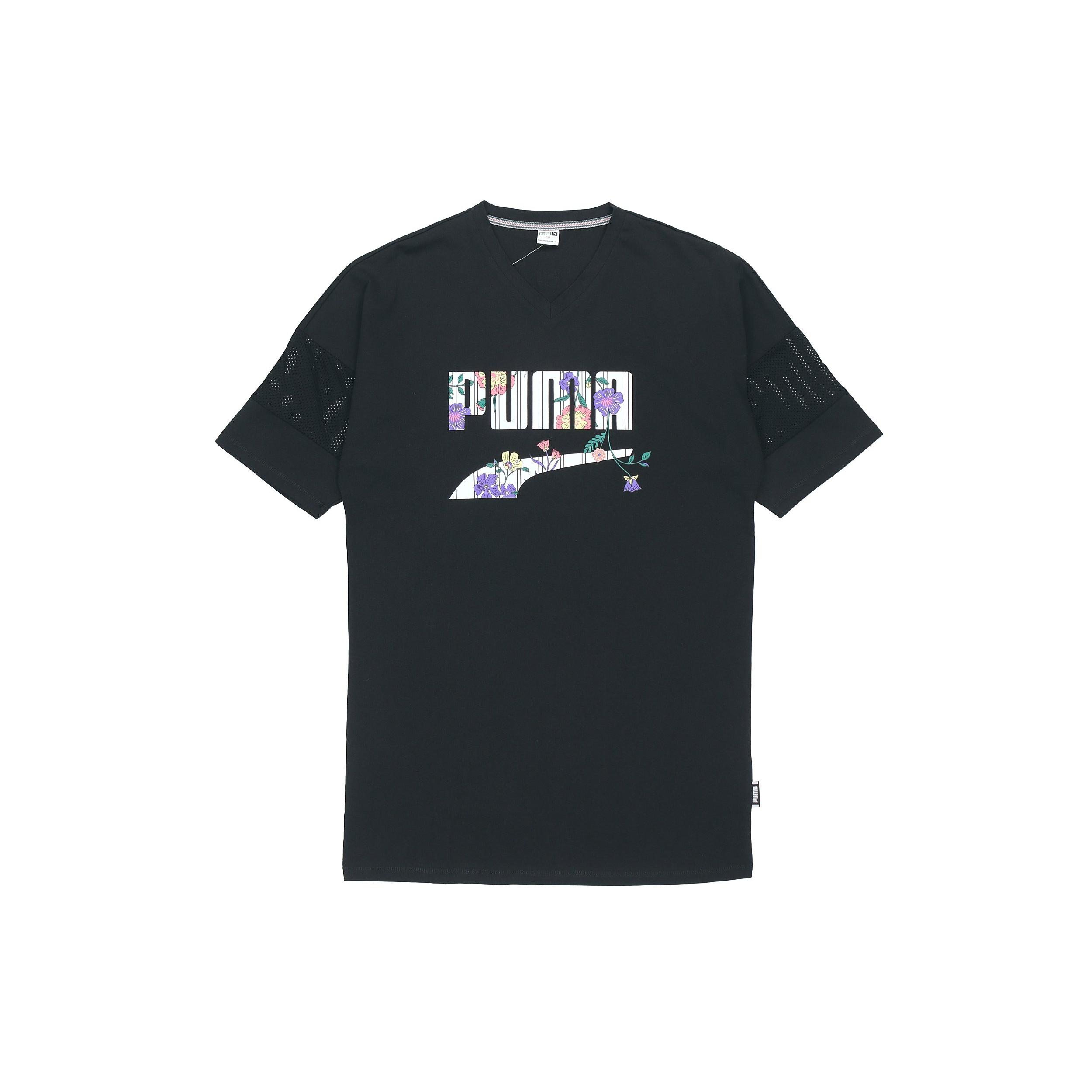 (WMNS) PUMA Casual Sports Alphabet Printing Short Sleeve Black Women s 597473-01 L