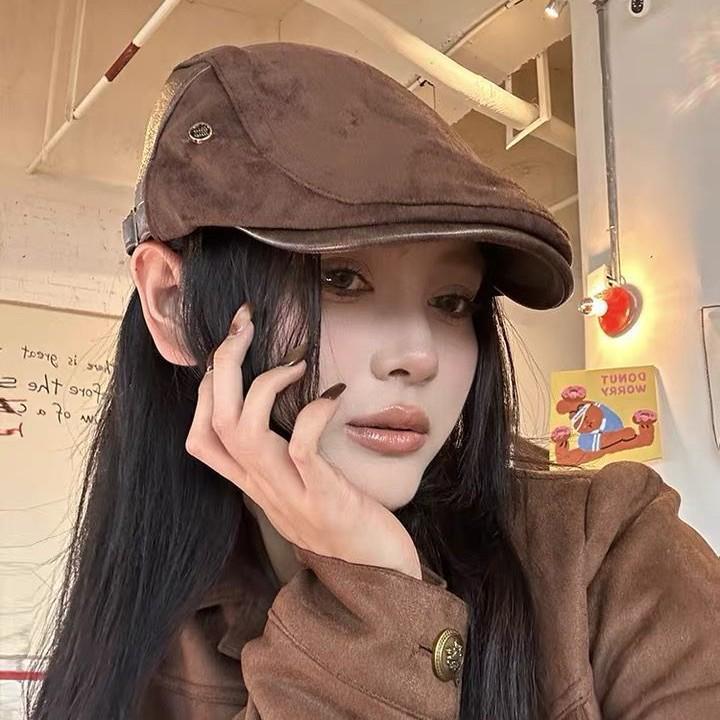 Women's Retro Newsboy Cap: Stylish Autumn/Winter Hat with Large Fit, Face Slimming Design, 2025 Edition British Painter Beret