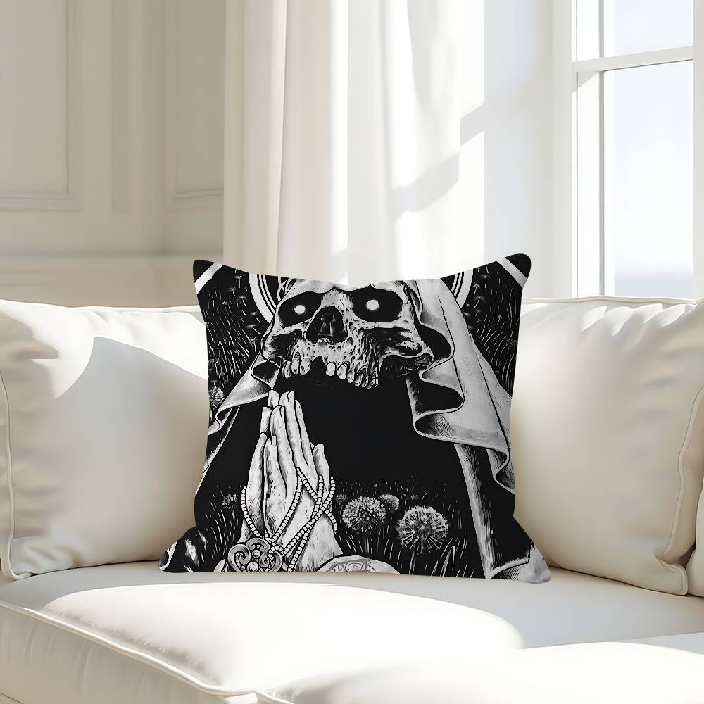 God With Us Skull Pillow Case Removable Washable Cushion Cover – All-Season Soft Linen