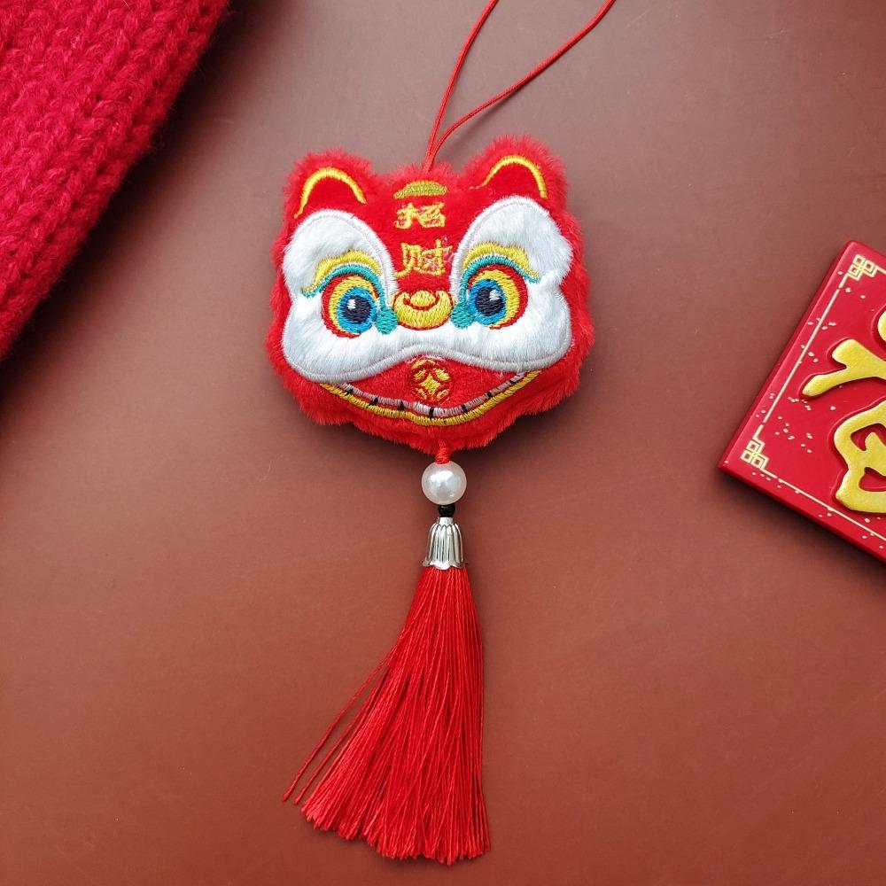 Year of Horse Lion Dance Tassels Pendant Chinese Style New Year Zodiac Plush Doll Car Interior