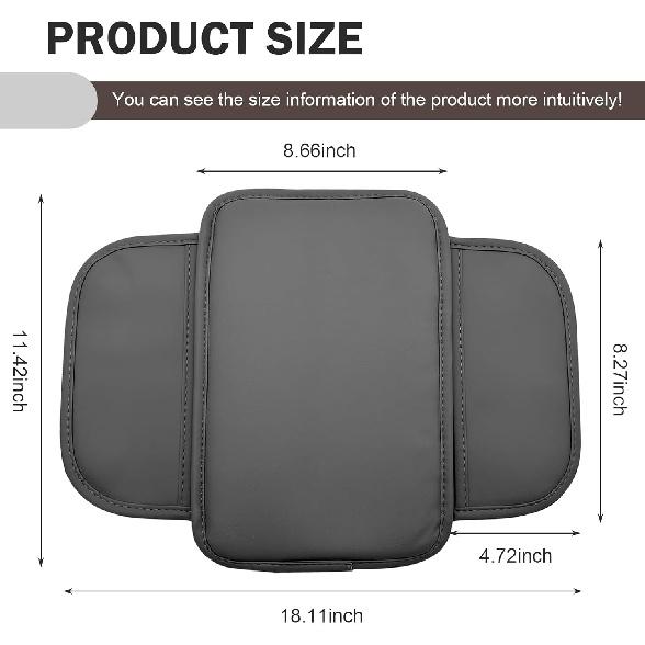 Car Center Console Cover, Leather Armrest Cover Cushion With 2 Storage Bags, Soft Centre Console Protector Covers, Universal Car Interior