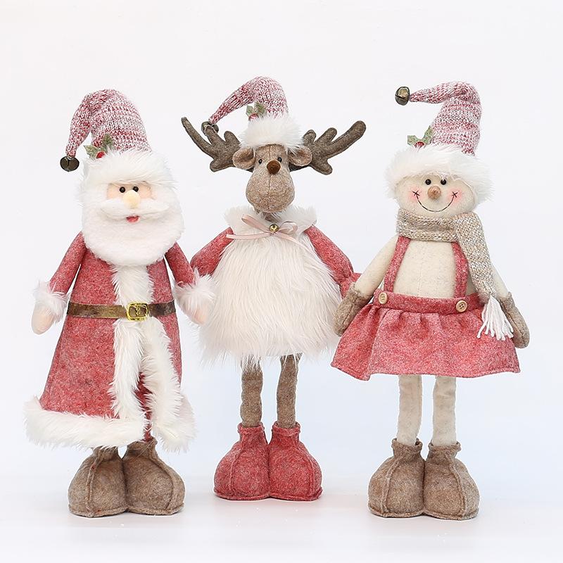 Vánoční látková zatahovací panenka Santa Claus sněhulák panenka sváteční dárek vánoční dekorace ozdoby potřeby