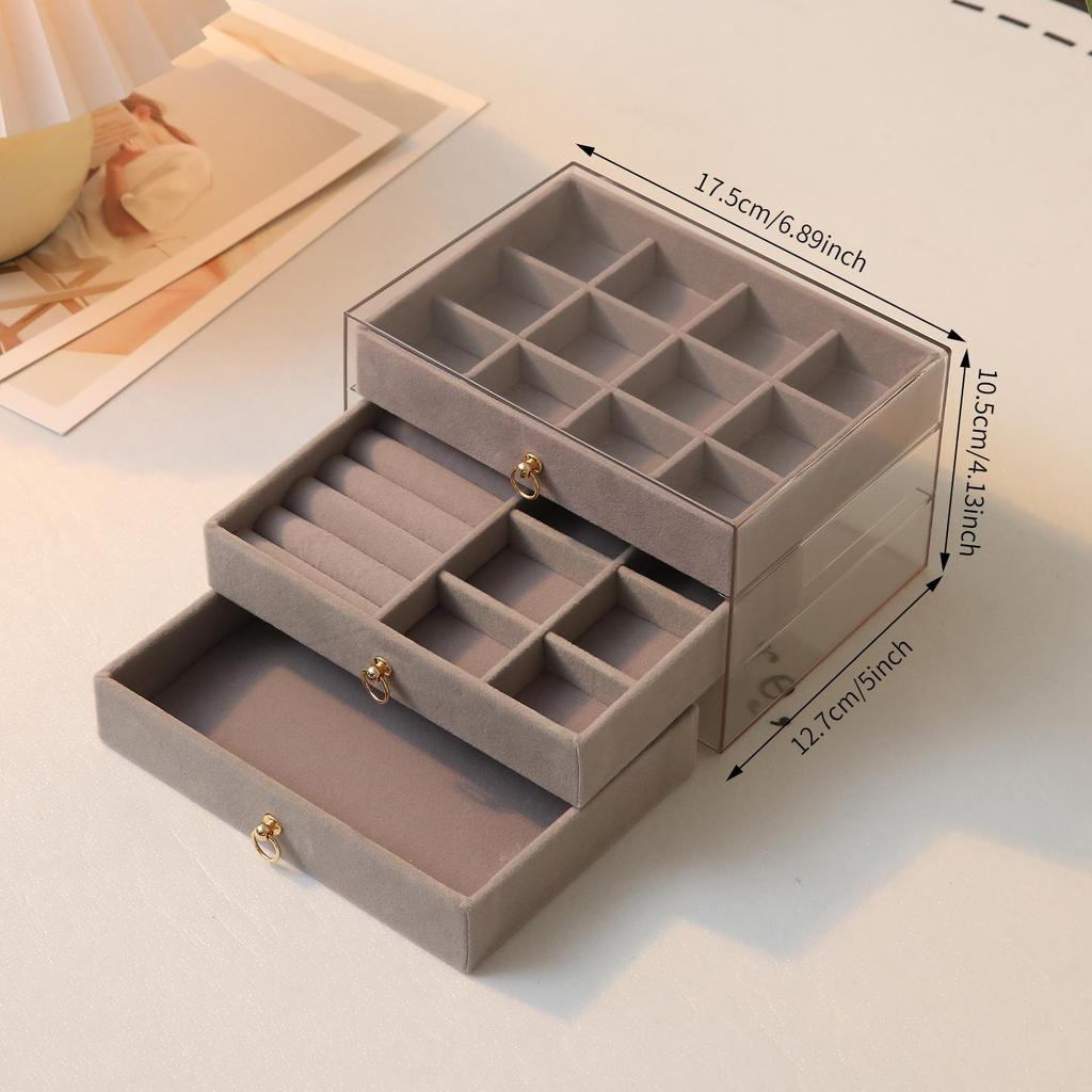 3-Tier/5-Tier Large Capacity Flocking Jewelry Organizer Box