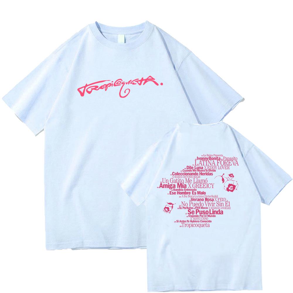 Karol G Tropicoqueta Tracklist Tee Vintage Karol G Cotton T-shirts Men Women's Hip Hop Gothic Short Sleeve T-shirts Clothing Y2K