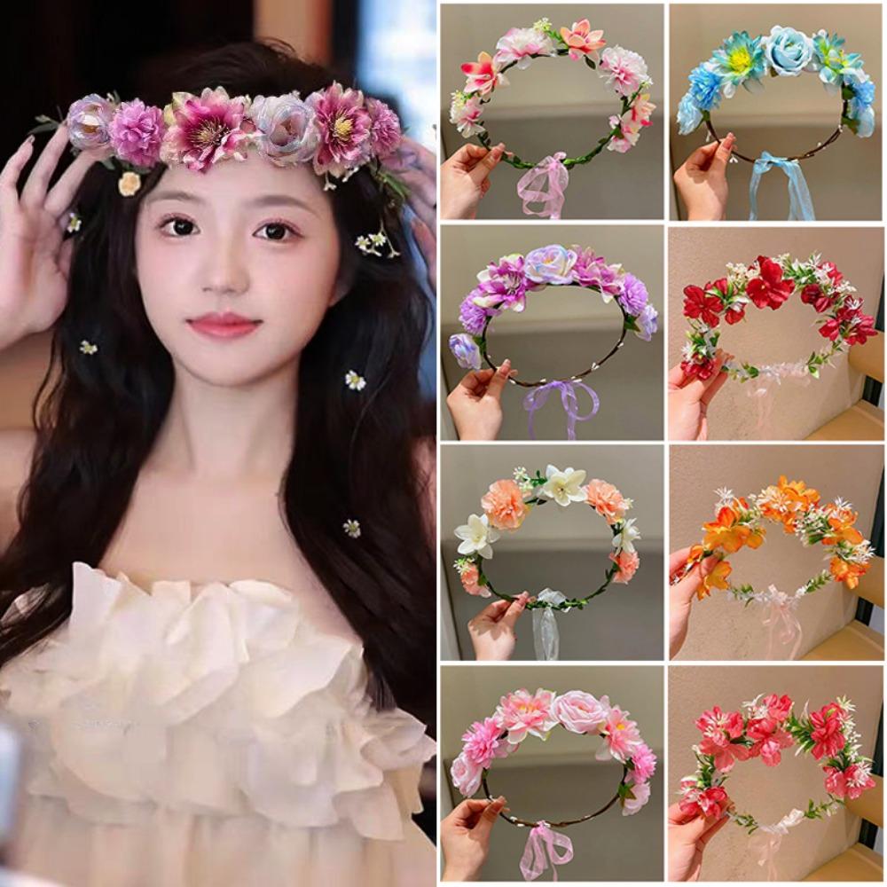 Fashion Women Wedding Floral Headband Diameter 18cm Multistyles Bohemia Flower Crown Hair Accessories Wedding Baby Shower Decor