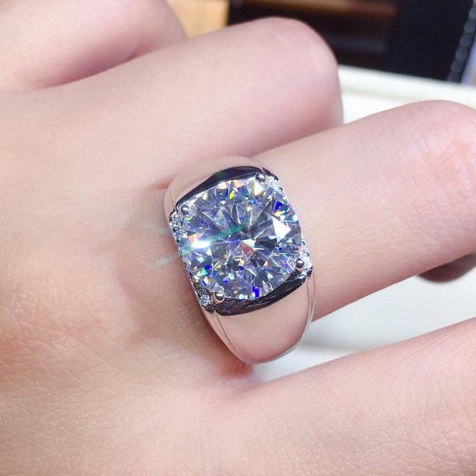 2026 Men's Ring Full Diamond Fashion Light Luxury Men's Open Ring Accessories