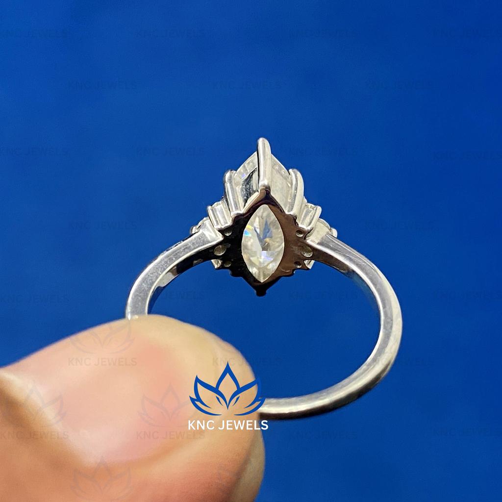 Knc Jewels 1.5ctw Moissanite Engagement Ring Solid 925 Sterling Silver Bridal Wedding Ring