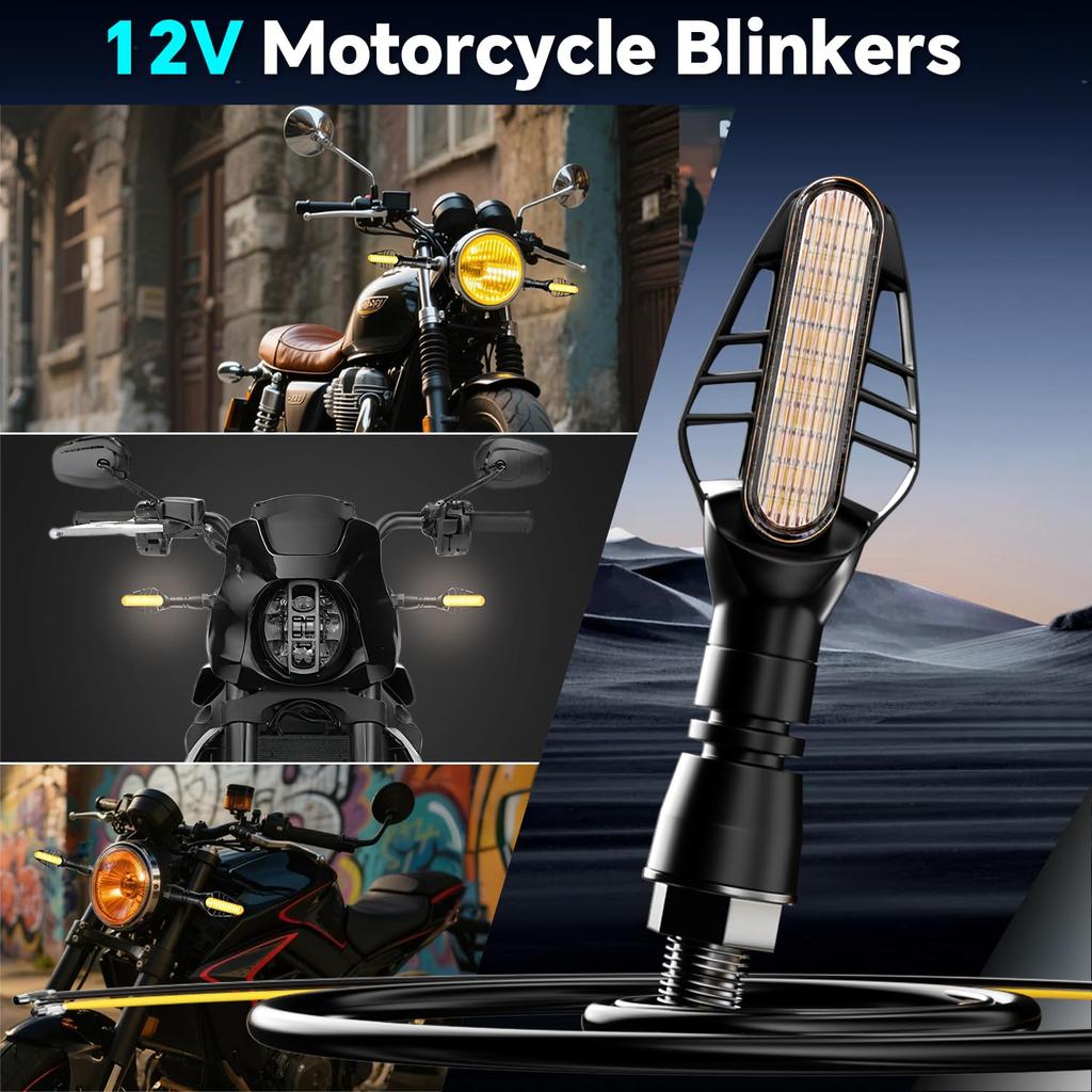 Alopee Motorcycle Yellow Flowing Turn Signal Light with M10 Volt IP65 Waterproof 4