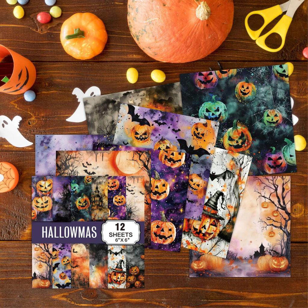 Halloween Pattern Paper Set, Decorative Paper For Card Making, Crafting, Scrapbooking, Decoration