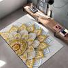 Area Rug, 3D Mandala Flower Gold White Paper Cut Art Print, Living Room Decor, Non-Slip Mat
