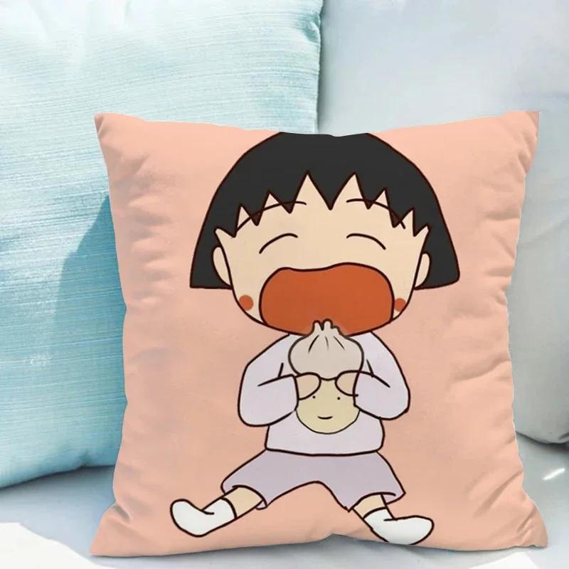 Chibi Maruko-chan Pillowcase Cushion Cover x Ornamental Pillows for Living Room Fall Decor Pillow Hugs Lounge Chairs Covers