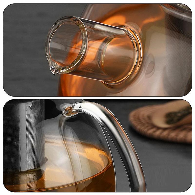 Glas-Teekanne Set Hitzebeständig Explosionsgeschützt Große Kapazität Handgefertigte Teekanne für Küche Familie