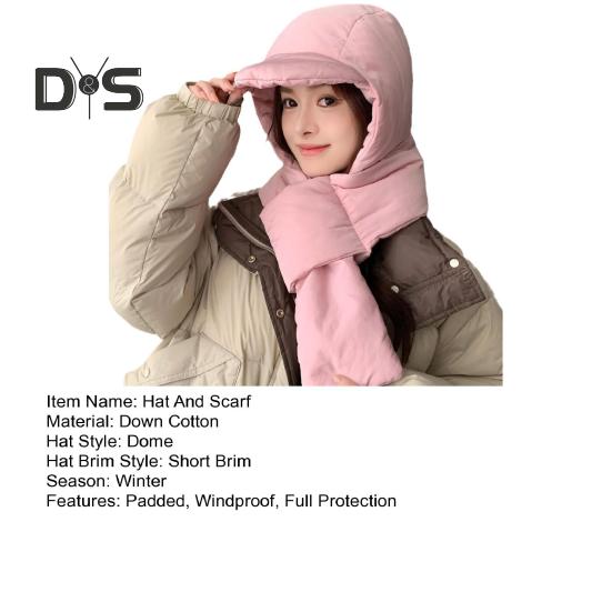 Pălărie și eșarfă integrate de iarnă pentru femei, groase, căptușite, rezistente la vânt, elasticitate ridicată, protecție completă, călătorii în aer liber, șapcă vreme rece