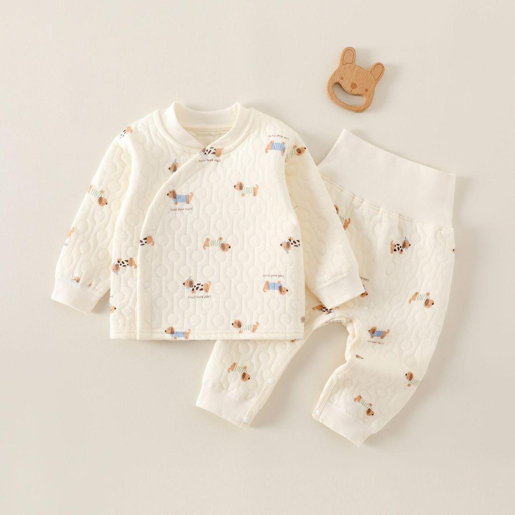 Neugeborenen Gesteppte Baumwolle Hohe Taille Warmes Unterwäsche-Set für Herbst/Winter