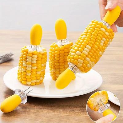 2/1PCS Corn Fork To Eat Corn Anti-scalding Artifact To Eat Corn Insulation Stick Stainless Steel Fruit Fork Children's Safety Folding Fork