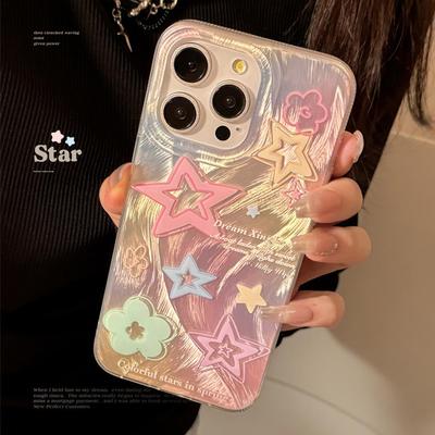 Capa de Celular Estrela Colorida Criativa para iPhone 13, iPhone 15, iPhone 16 Pro Max