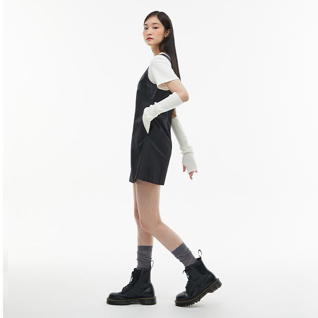 Rap Faux Leather Contrast Bustier Dress Aq1Wo266