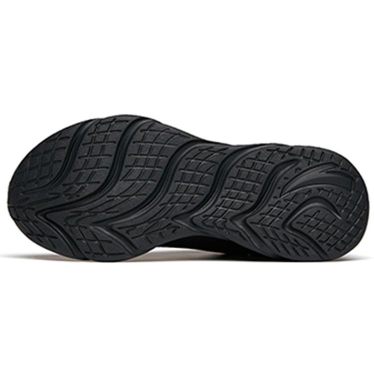 Anta Running Collection Cushioning Low Top Running Shoes Women's Pure Black Leather Upper Fleece Lined 122145571-10