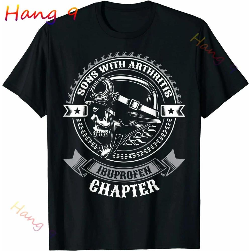 Söhne mit Arthritis Ibuprofen Kapitel Lustige Biker Schädel T Shirt Schwarz Vintage Herren Grafik T Shirts