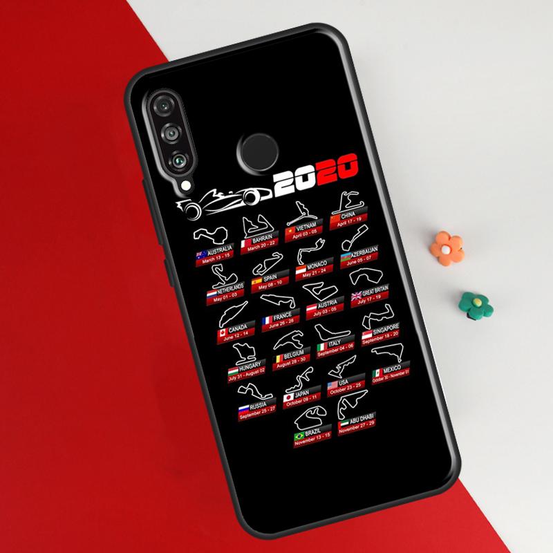 Calendar Formula Race Cars Circuits Case For Honor 50 8X 9X 10i Cover For Huawei P30 P40 Lite P50 P20 Pro P Smart 2019 Nova 5T