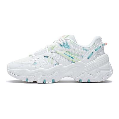 Li Ning New Path 2.0 Tendencia Amortiguación Zapatillas Deportivas Casuales de Caña Baja para Mujer Blanco Roto AGLS052-1