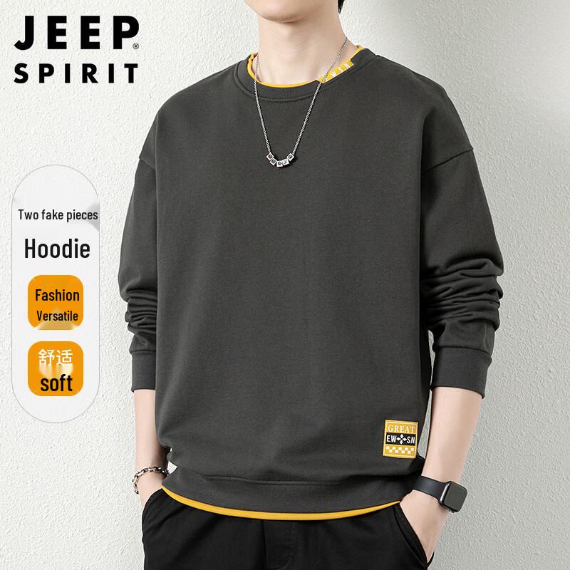 

JEEP SPIRIT Men s Color Block Round Neck Long Sleeve Sweatshirt 3XL