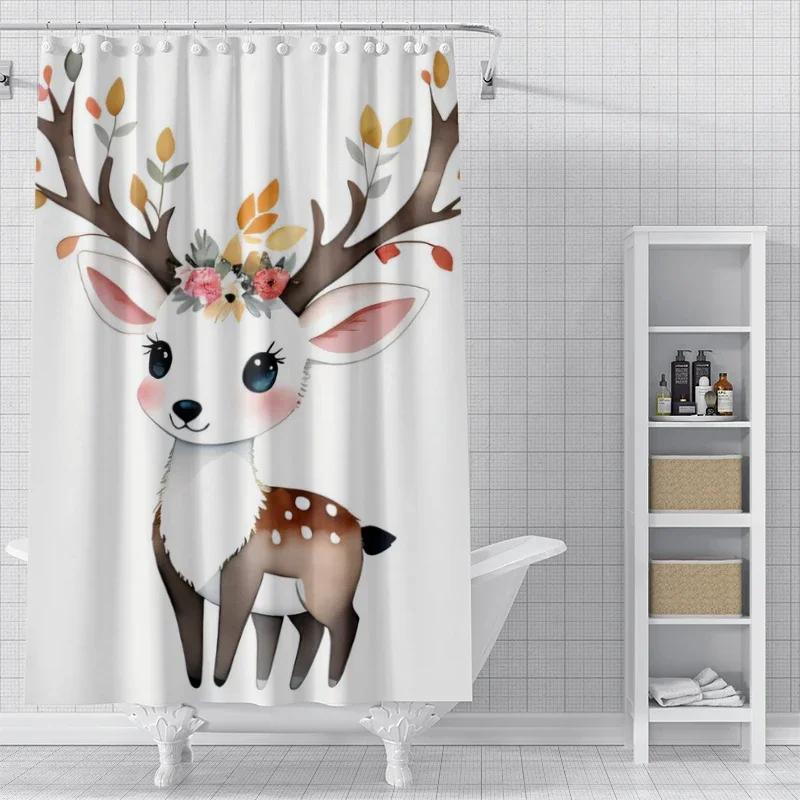 Home Decoration Shower Curtains For Bathroom Waterproof Curtain Fabric Modern Nordic Style Living Room Merry Christmas Winter