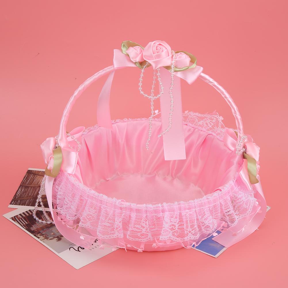 Bärbar Bröllopsspets Blombukett Korg Behållare Fest Ceremoni Tillbehör Dekoration