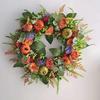 Fall Wreath for Front Door 16 Inch Autumn Artificial Wreath with Pumpkin Peony Flower for Harvest Thanksgiving Farmhouse Decor