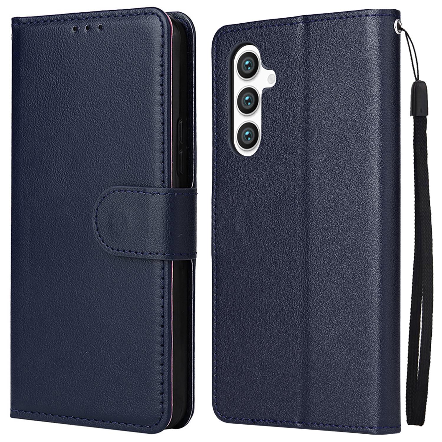 

For Samsung Galaxy S24+ Leather Case Wallet Magnetic Clasp Phone Cover Blue