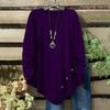 Women's Color Casual Top With Irregular Hem And Button Decoration
