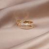 Korea Modeschmuck 14 Karat Echtvergoldung Doppelzircon Ring Elegante Damenöffnung Einstellbar Tägliches Arbeitszubehör