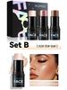 MLSMILE Contour & Highlight Stick Set: Concealer, Blush, Sculpting Shadow, Under-Eye Pen, Matte.