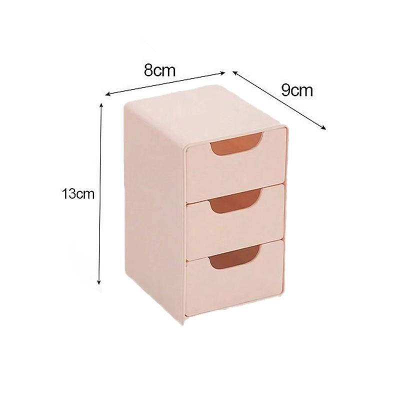 

3-Tier Cosmetic Storage Box Organizer With Drawers Multifunctional Countertop Storage For Jewelry Office Supplies розовый
