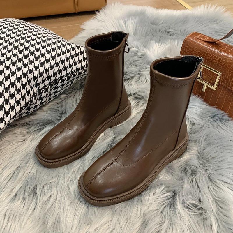 Skinny Boots Women's Autumn and Winter New Summer Thin Single Boots Martin Boots Thick-soled Versatile British Style Short Boots