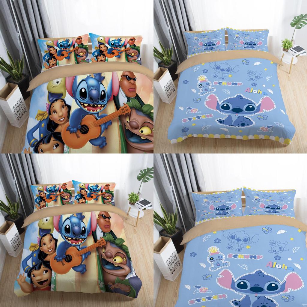 Luxurious 3d Cartoon Stitch Anime Bedding Set With Comforter Cover And Pillowcase