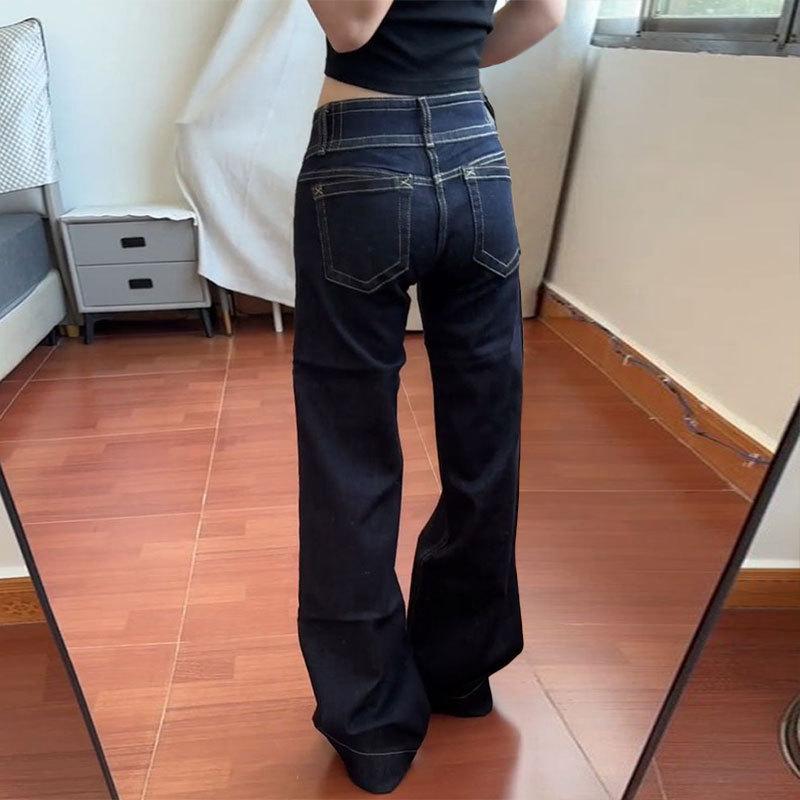 Women's Low Rise Flare Jeans Slim Bootcut Denim Pants Casual American Y2K Summer Trousers