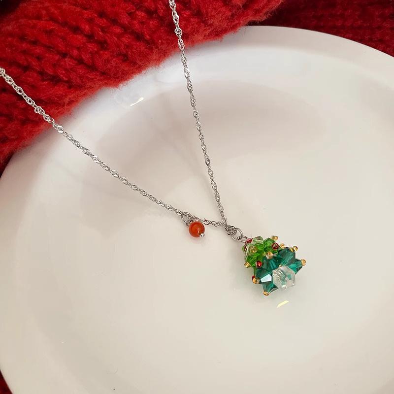 2024 Women's Christmas Tree Pendant Necklace - Festive Clavicle Sweater Chain