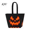 Portable Candy Storage Containers Halloween Felt Trick or Treat Bags, Cartoon Owl Bat Devil Pumpkin Kids Durable Pails Handheld Tote Reusable