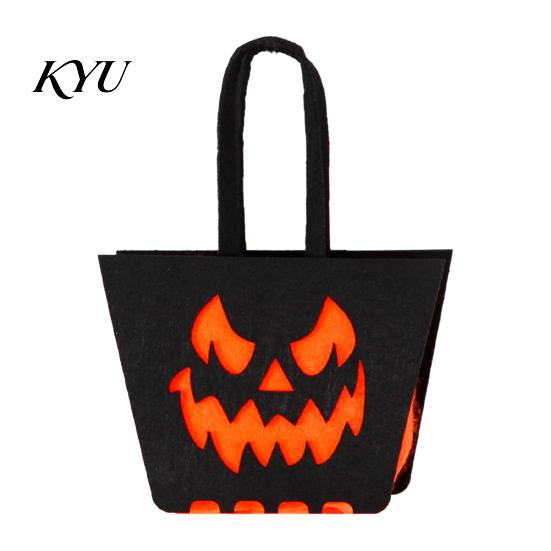 Portable Candy Storage Containers Halloween Felt Trick or Treat Bags, Cartoon Owl Bat Devil Pumpkin Kids Durable Pails Handheld Tote Reusable