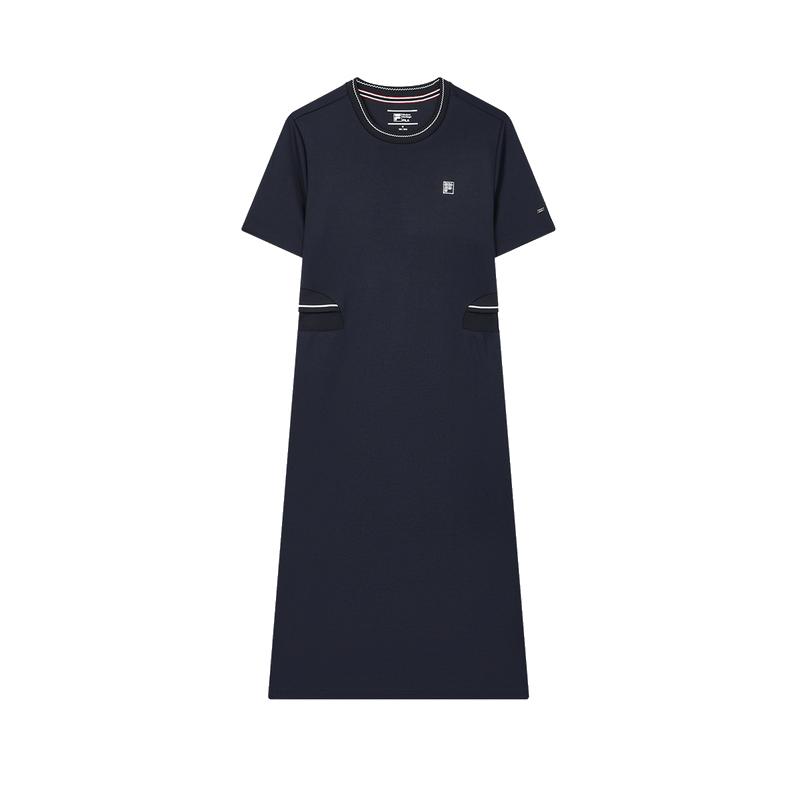 New FILA MODERN HERITAGE Short Sleeved Dress Women's Legend Blue F11W431304FNV