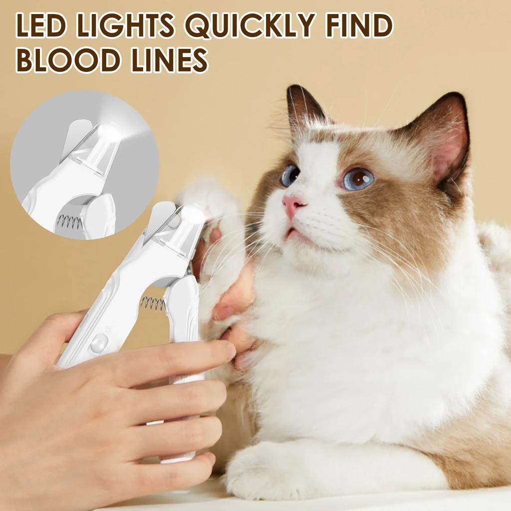 2 In 1 Pet Nail Grinder and Clipper Cat Dog Grooming Tool with LED Lights and Splash Guard USB Rechargeable Cat Dog Nail Trimmer
