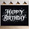 Black Background with Silver Glitter "Happy Birthday" for Live Stream and Video Call