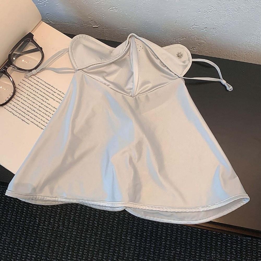 Elastic Neck Sunscreen Mask Satin Breathable Sunshade Mask Face Sun Protection  Seaside Vacation