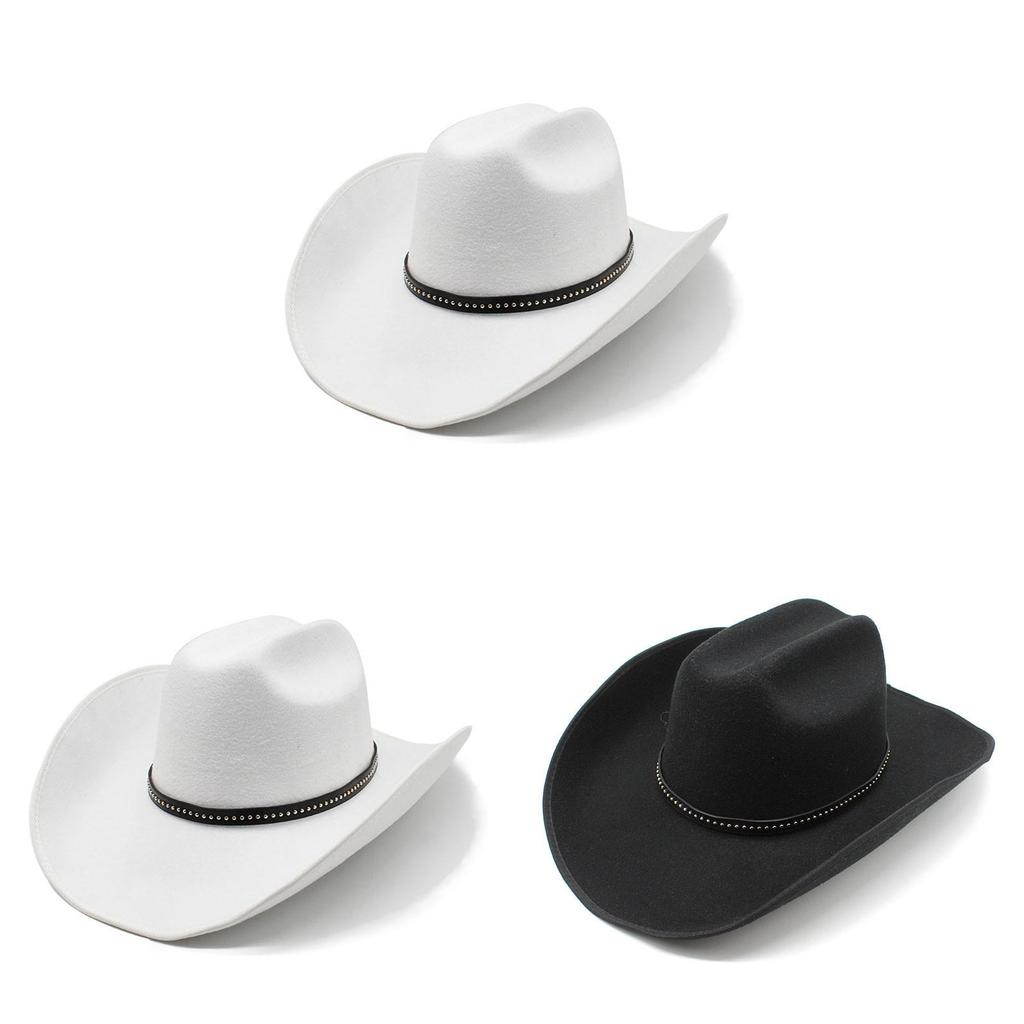 Western Cowboy Hat With Large Brim And Waterwave Embroidery For Summer Outdoor Wear