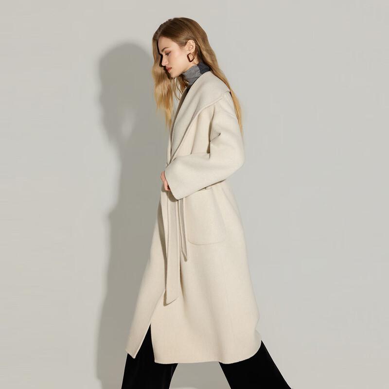 Women's Long Lapel Robe Style Double-faced Wool Coat