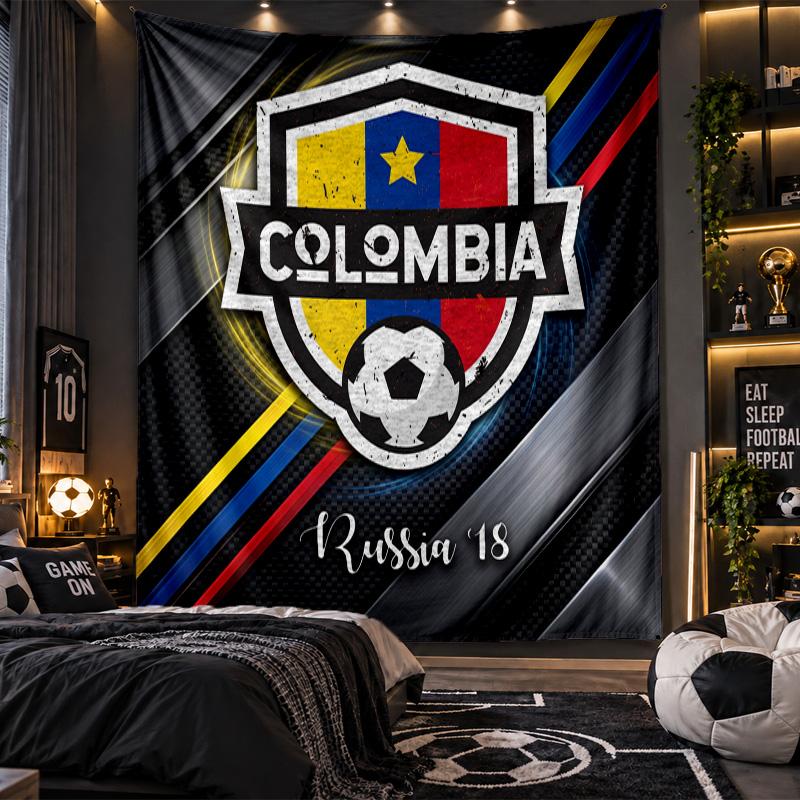 Wall Hanging Tapestry Colombia Football Print Cloth for Living Room Bedroom Home Decor