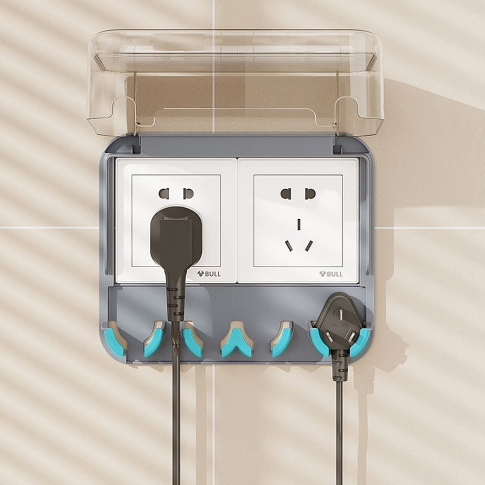 Punch-free Socket Dust Cover with Storage Rack Kitchen Plug Storage Cartoon Waterproof Box
